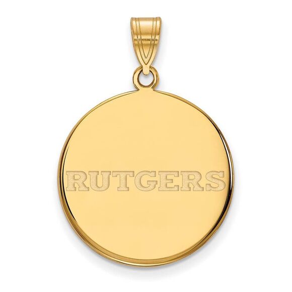 10k Yellow Gold Rutgers Large Script Disc Pendant